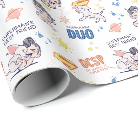 Baby Krypto & Superman Pattern Cadeaupapier (Rol Hoek)