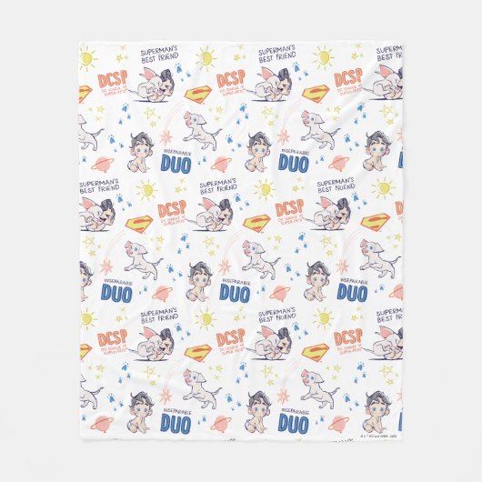 Baby Krypto & Superman Pattern Fleece Deken (Voorkant)