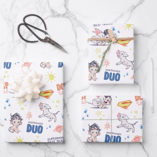Baby Krypto & Superman Pattern Inpakpapier Vel (Voorkant)