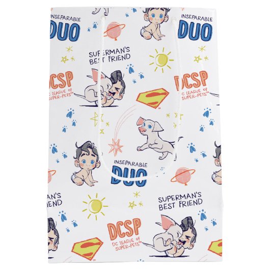 Baby Krypto & Superman Pattern Medium Cadeauzakje (Achterkant)