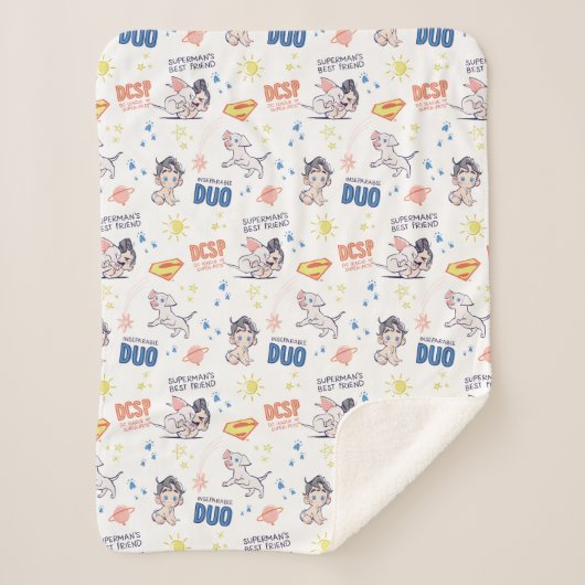 Baby Krypto & Superman Pattern Sherpa Deken (Voorkant)