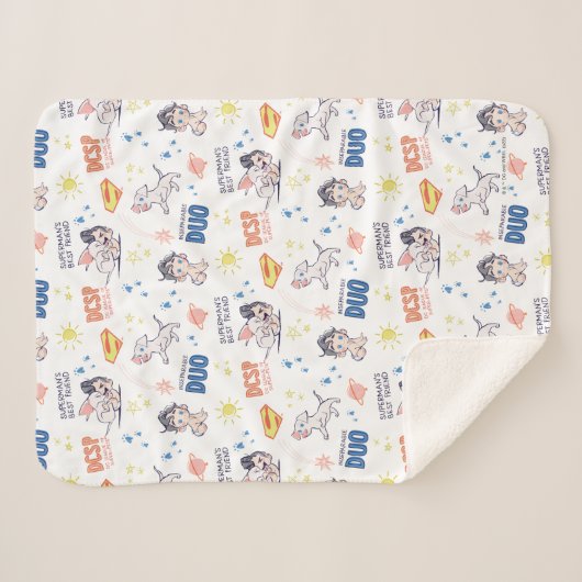 Baby Krypto & Superman Pattern Sherpa Deken (Voorkant (horizontaal))