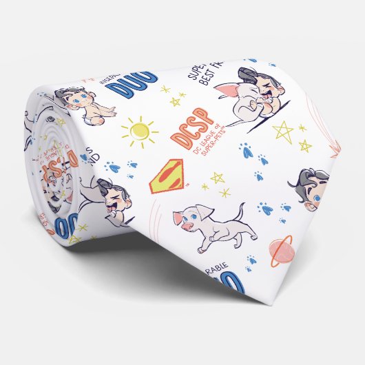 Baby Krypto & Superman Pattern Stropdas (Opgerold)