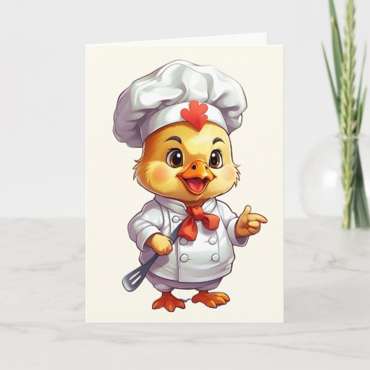 Baby Kuiken Chef Illustratie Spatel Blank  Kaart (Voorkant)