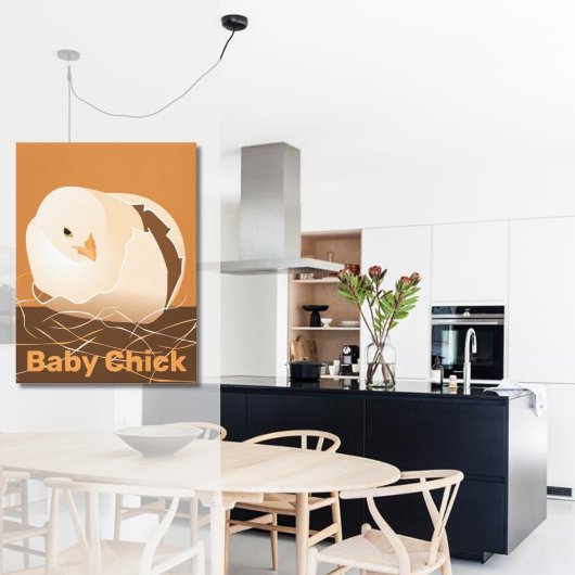 Baby Kuiken Uitbroeden Oranje Keuken Canvas Afdruk