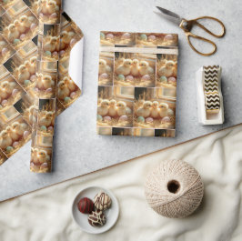 Baby-kuikens met ginghameieren cadeaupapier