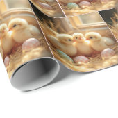 Baby-kuikens met ginghameieren cadeaupapier (Rol Hoek)