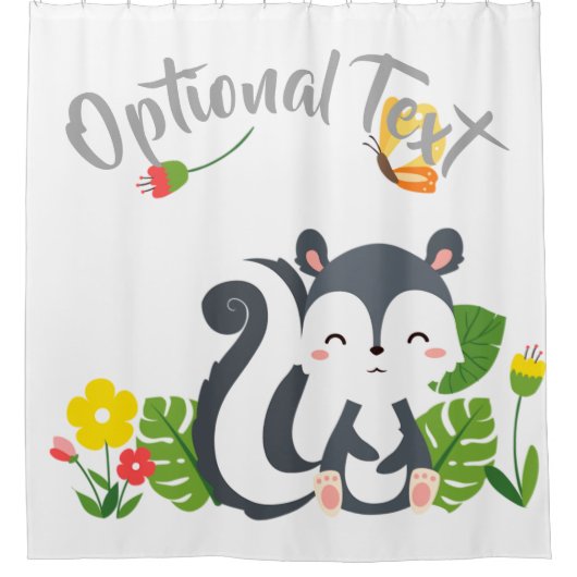 Baby kunk, vlinder en bloemen douchegordijn (Voorkant)