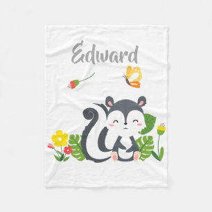 Baby kunk, vlinder en bloemen fleece deken