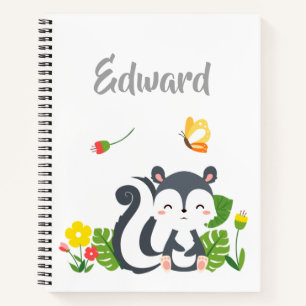 Baby kunk, vlinder en bloemen notitieboek