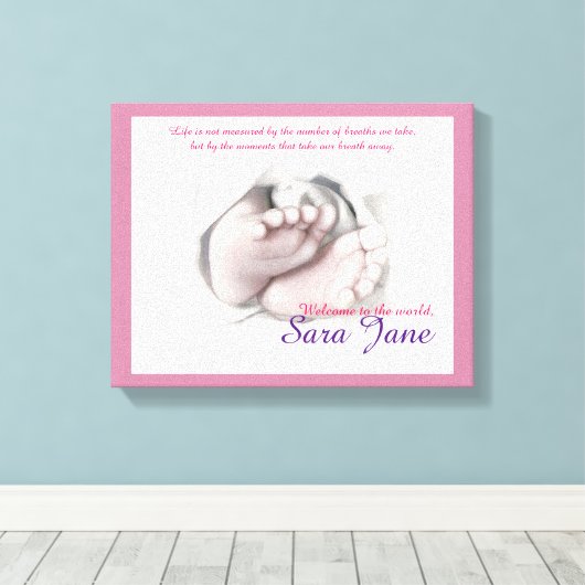 Baby kunstschilderij "Welkomstdoek" Canvas Afdruk (Insitu (Houten vloer))