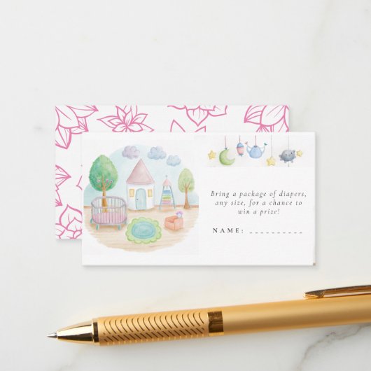 Baby kwekerij etherische Schattigee pastel Baby sh Informatiekaartje (Voorkant / Achterkant in situ)