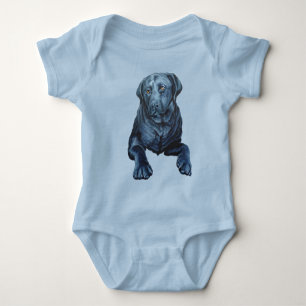 Baby Labrador Bodysuit Blue Dog Art Baby