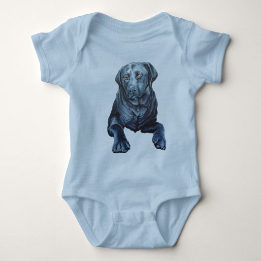 Baby Labrador Bodysuit Blue Dog Art Baby (Voorkant)