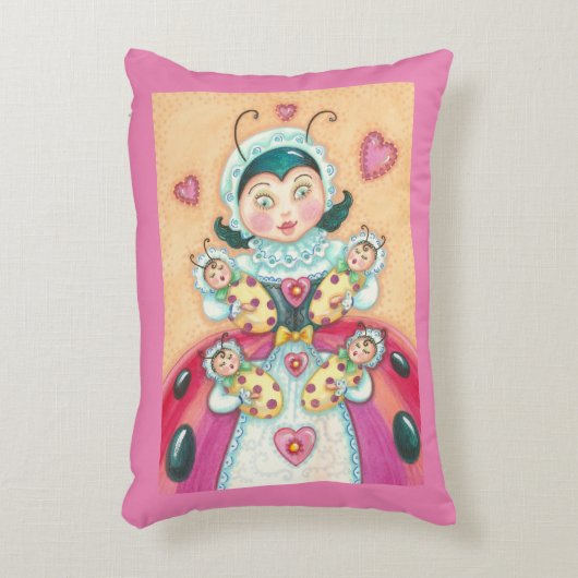 BABY LADYBUG FAMILIE ACCENT PILLOW roze/rood Accent Kussen (Voorkant(Verticaal))