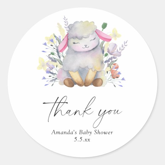 Baby Lam - Dank je Ronde Sticker (Voorkant)