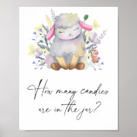 Baby lam - raad hoeveel snoepjes Poster
