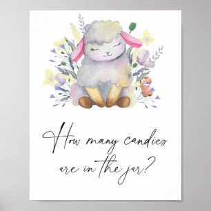 Baby lam - raad hoeveel snoepjes Poster