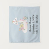 Baby Lama met Bloemen Witte en Blauwe Jongen Wandkleed (Voorkant)