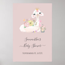 Baby Lama met Witte en Roze Bloemen Schattig