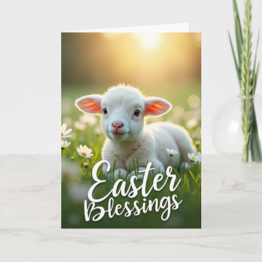 Baby Lamb Easter Blessings Card Kaart (Voorkant)