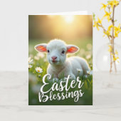 Baby Lamb Easter Blessings Card Kaart (Gele Bloem)