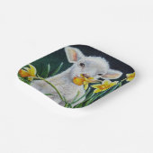 Baby Lamb en lentesaffodils Waterverf kunst Papieren Bordje (Gebogen)