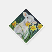 Baby Lamb en lentesaffodils Waterverf kunst Servet (Hoek)
