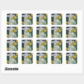 Baby Lamb en lentesaffodils Waterverf kunst Vierkante Sticker (Vel)