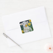 Baby Lamb en lentesaffodils Waterverf kunst Vierkante Sticker (Envelop)