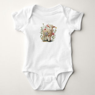 Baby Lamb in bloemenveld Romper
