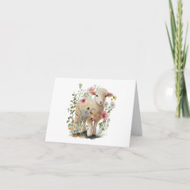 Baby Lamb in Field of Flowers BLANK Kaart