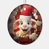 Baby Lamb in Santa Hat - 3D Keramisch Ornament (Links)