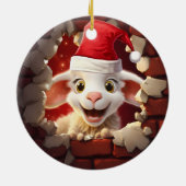 Baby Lamb in Santa Hat - 3D Keramisch Ornament (Achterkant)
