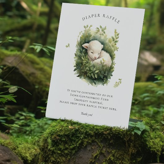 Baby Lamb Luier Raffle Teken Baby shower Reclamebord Met Voetstuk