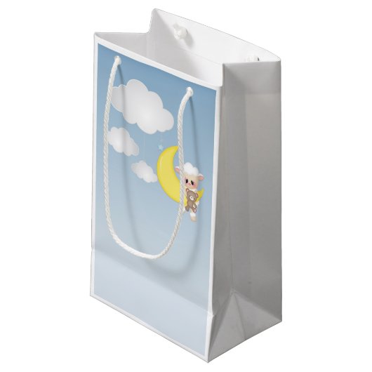 Baby Lamb, maan en Wolken Klein Cadeauzakje (Voorkant Gekanteld)