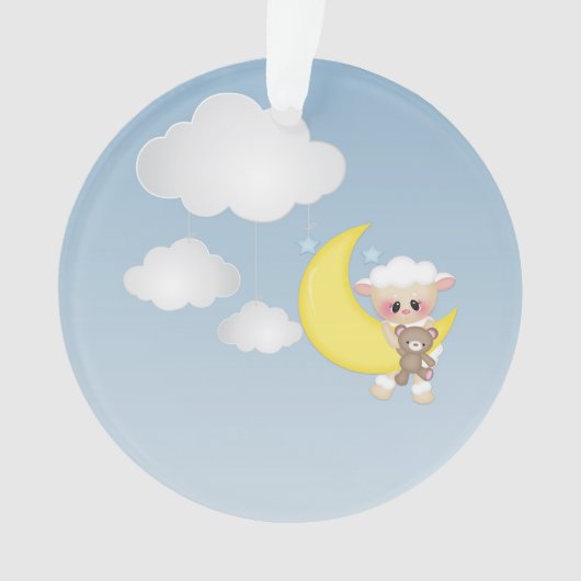 Baby Lamb, maan en Wolken Ornament (voorkant)