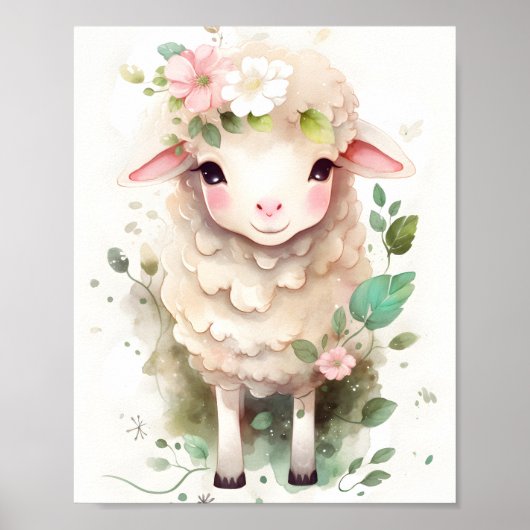 Baby Lamb Nursery Poster (Voorkant)