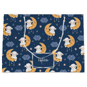 Baby Lamb op maan Patroon met voornaam Groot Cadeauzakje (Voorkant)