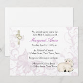 Baby Lamb - Paarse uitnodiging tot het indienen va (Voorkant / Achterkant)