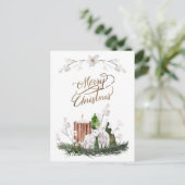 Baby Lamb Pine Candle Christmas Briefkaart (Staand voorkant)