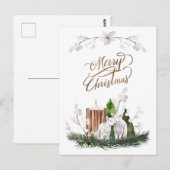 Baby Lamb Pine Candle Christmas Briefkaart (Voorkant / Achterkant)