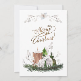 Baby Lamb Pine Candle Christmas Feestdagenkaart