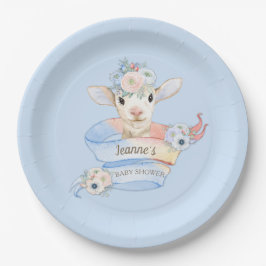 Baby Lamb Pink Blue Boerderij Country Pastel Papieren Bordje