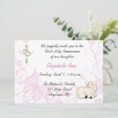 Baby Lamb Pink Religieuze Uitnodiging (Staand voorkant)