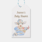 Baby Lamb Roze Blauw Genderneutraal onthullen Cadeaulabel (Voorkant)