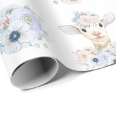 Baby Lamb Roze Blauw Genderneutraal onthullen Cadeaupapier (Rol Hoek)