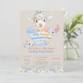 Baby Lamb Roze Blauw Genderneutraal onthullen Kaart (Staand voorkant)