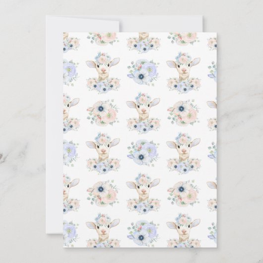 Baby Lamb Roze Blauw Genderneutraal onthullen Kaart (Achterkant)