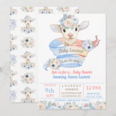 Baby Lamb Roze Blauw Genderneutraal onthullen Kaart (Voorkant / Achterkant)